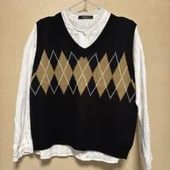 美品　meridian メリディアン　刺繍フリルブラウス　ニットベストセット