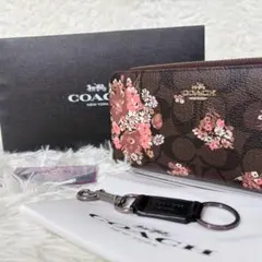 【美品・箱付き】COACH シグネチャー ラウンドジップ 花柄 F31572