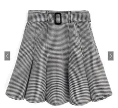 ベルトインパン裏地付きギンガムチェック柄プリーツミニスカート[kz273]