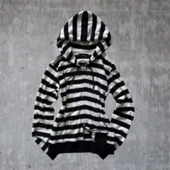 00s archive y2kボーダー ダブルジップパーカー 平成