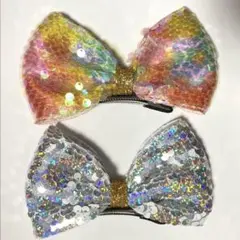✨ー点限り✨リボン髪飾り子どもヘアクセサリー クリップキラキラ2点セット発表会