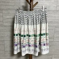 BEAMS HEART スカート Fサイズ相当 総柄 ウエストゴム 裏地あり