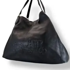 極美品 COACH トートバッグ オールレザー ブラック イーディ 33727