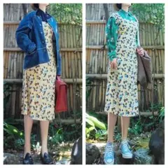 【美品】agnes b ワンピース　花柄　黄色