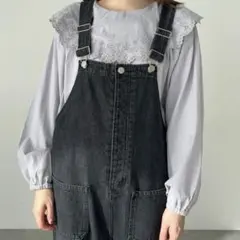 お値下げ！Samansa Mos2 デニム/花柄アソートサロペットパンツ