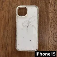 iPhone15スマホケース　WEGO リボン ラインストーン クリアケースのサムネイル