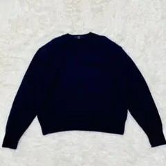 ユニクロ　プレミアムラムクルーネックセーター　ネイビー 【L】ウール100%