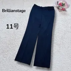 【ブリリアントステージ】ウール　ピンストライプスラックスパンツ　ネイビー　11号