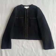 【ボールジィ】ツイストループツイード ノーカラージャケット　36