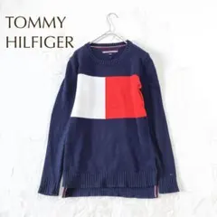 トミーヒルフィガー ニット セーター（XS）コットン100% 配色　綿100%