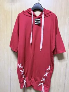 ANAP パーカー レッド レースアップ