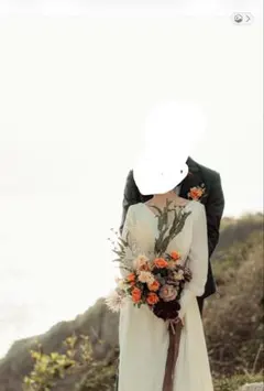 ウェディングブーケ　ブートニア付き