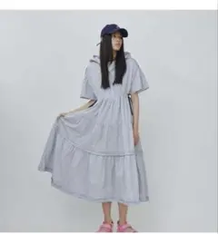 poppy あさぎーにょ　フードティアードワンピース【最終お値下げ】 poppy フードストライプティアードワンピース - メルカリ