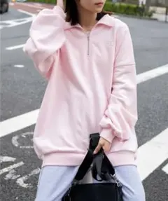 WEGO ピンク ハーフジップ スウェットのサムネイル