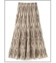 グレイル ニュアンス柄プリントプリーツティアードロングスカート DH1090