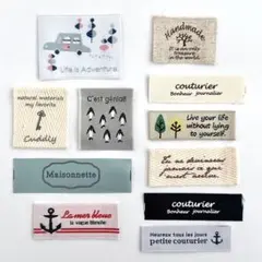 刺繍タグ　織りネーム　まとめ売り⑦ 11枚　プリントタグ　プレドゥ　あしあとや