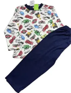 新品★トミカ 長袖パジャマ 上下セット 車柄 ホワイト 110cm 光るパジャマ