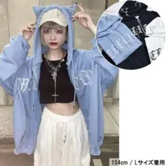ネコ耳ロゴZIPパーカー size L VOLCAN&APHRODITE