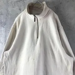 A3356古着　スウェット　ベージュ　ハーフジップ　90s Y2K