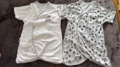 美品☆2枚セット売り半袖コンビ肌着(50-60)白グレー101匹わんちゃん