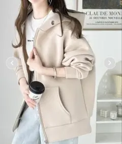 新品タグ付きclassicalelf オーバーサイズジップパーカー　ベージュ　M