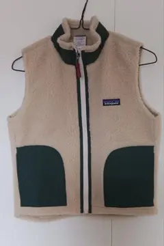 未使用【Patagonia】 フリースベスト キッズM　オフホワイト