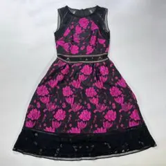 タダシジョージ】ロングワンピース 花柄 刺繍 レース ノースリーブ 