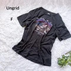 アングリッド プリントTシャツ チャコール 綿 半袖 オーバーサイズユニセックスのサムネイル