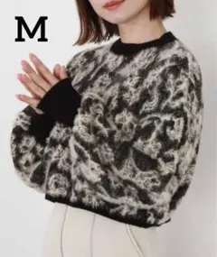 【美品】archives フラワーフェザーJQニット M ショート丈