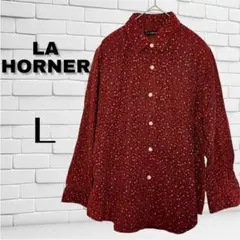 【LA HORNER】長袖シャツ 小花柄 L 厚手 ブラウス レディース