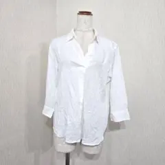ユニクロ スキッパーブラウス（M）ホワイト 透け感 クロップド袖 きれいめ