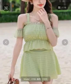ライトグリーン セパレート水着 ビキニ　ハイウエスト　gossip!ロサンゼルスのサムネイル