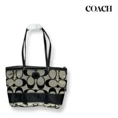COACH コーチ トートバッグ シグネチャー キャンバス ブラック黒 レザー