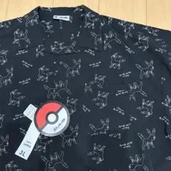 ポケモン　ブラッキー　シャツ　アロハ　総柄　ブラック　メンズ　3L 大きいサイズ