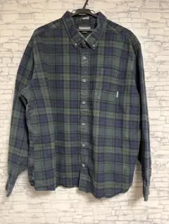 古着 エディーバウアー ネルシャツ チェック ネイビー グリーン 長袖 メンズ