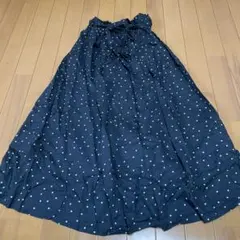 【美品】Discoat 黒ロングスカート　フリルスカート　ブラック　水玉ドット