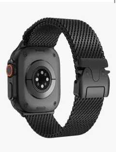 アップルウォッチ用/パラシュートバックル 高品質ミラネーゼループバンド/ブラック