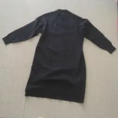 スフレヤーンモックネックワンピース　ネイビー　XXL