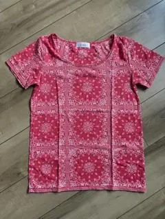 IIMK 半袖 Tシャツ レッド バンダナ柄のサムネイル