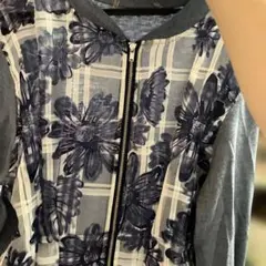 グレー花柄ジップアップジャケット