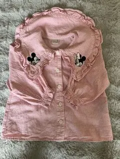 petit main ミニーマウス刺繍 赤チェックシャツ 100cm