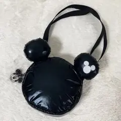 ディズニー 100周年 ミッキー フェイス型 ショルダーバッグ 黒 しまむら