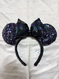 【ディズニー】スパンコールカチューシャ黒紫