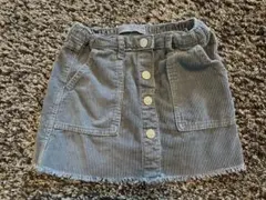 くすみブルー　コーデュロイ ミニスカート18-24 92cm