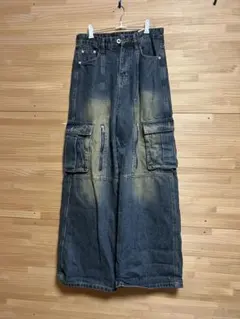 バギーデニムパンツ　ビンテージ加工