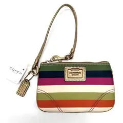 【新品タグ付き】COACH リストレット ポーチ ナイロン レザー マルチカラー