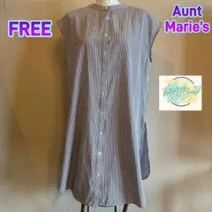 【美品】 Aunt Marie’s ストライプ　フレンチスリーブ　シャツ　D9のサムネイル