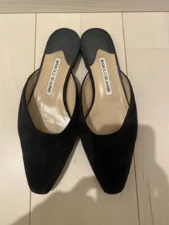 MANOLO BLAHNIK スエード ミュール ブラック 38 - メルカリ