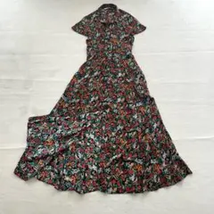 美品♡ZARA ザラウーマン　花柄　総柄　シャツワンピース　ロング　フルオープン