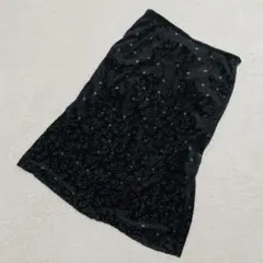 コムサデモード◇花柄刺繍 ベロアスカート ベルベット 上品 エレガント Mのサムネイル